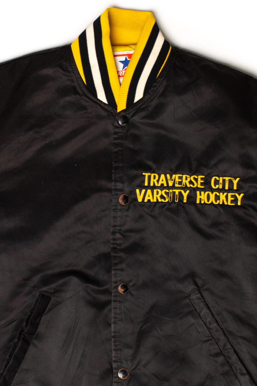 Vintage Satin Traverse City Varsity Hockey Starter Jacket (1990s)