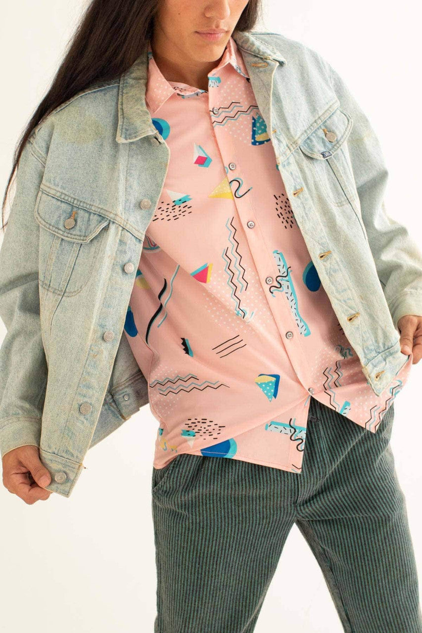 Pink Doodles Button Up Shirt