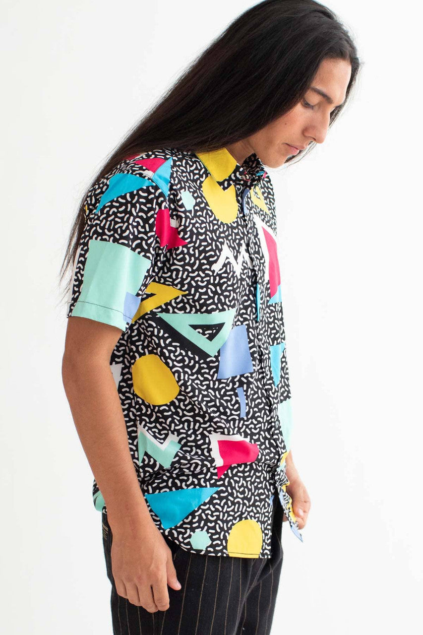 90s Static Party Button Up Shirt