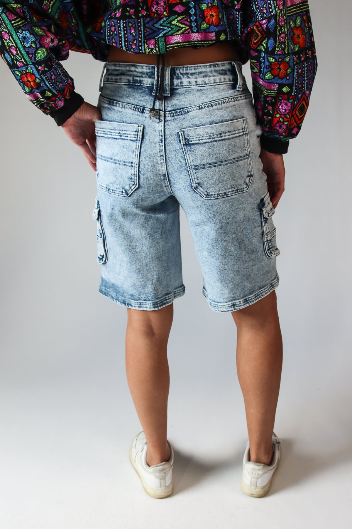 Acid Wash Cargo Jorts Light