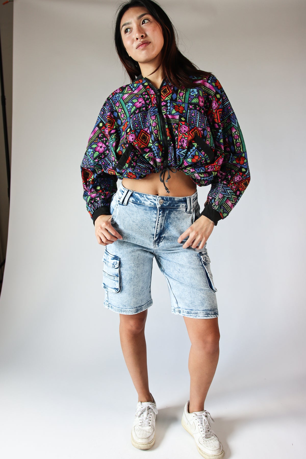 Acid Wash Cargo Jorts Light