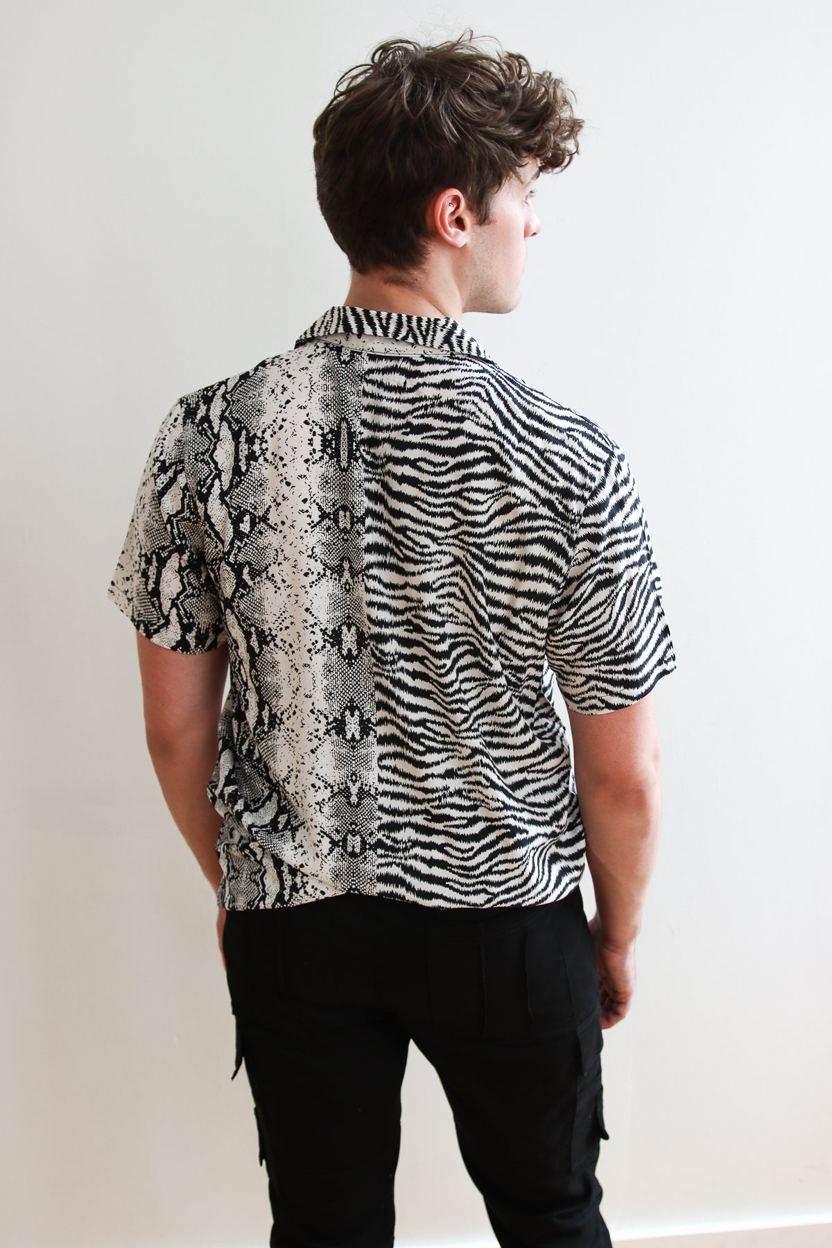 Black & White Animal Print Button Up Shirt