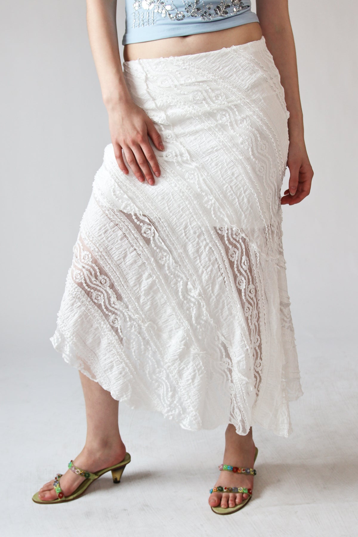 Asymmetrical Lace Maxi Skirt