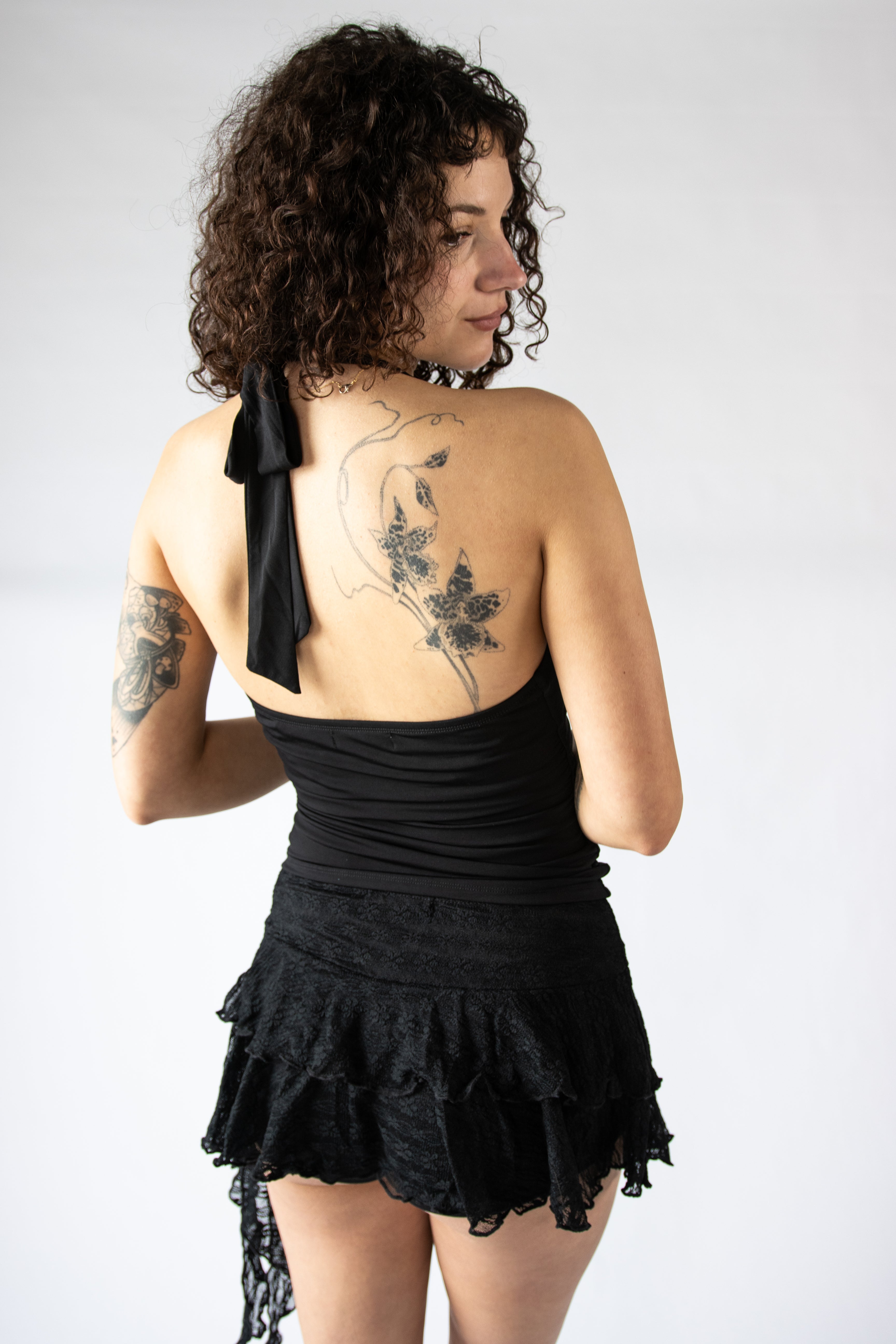 Asymmetrical Lace Ruffle Skort