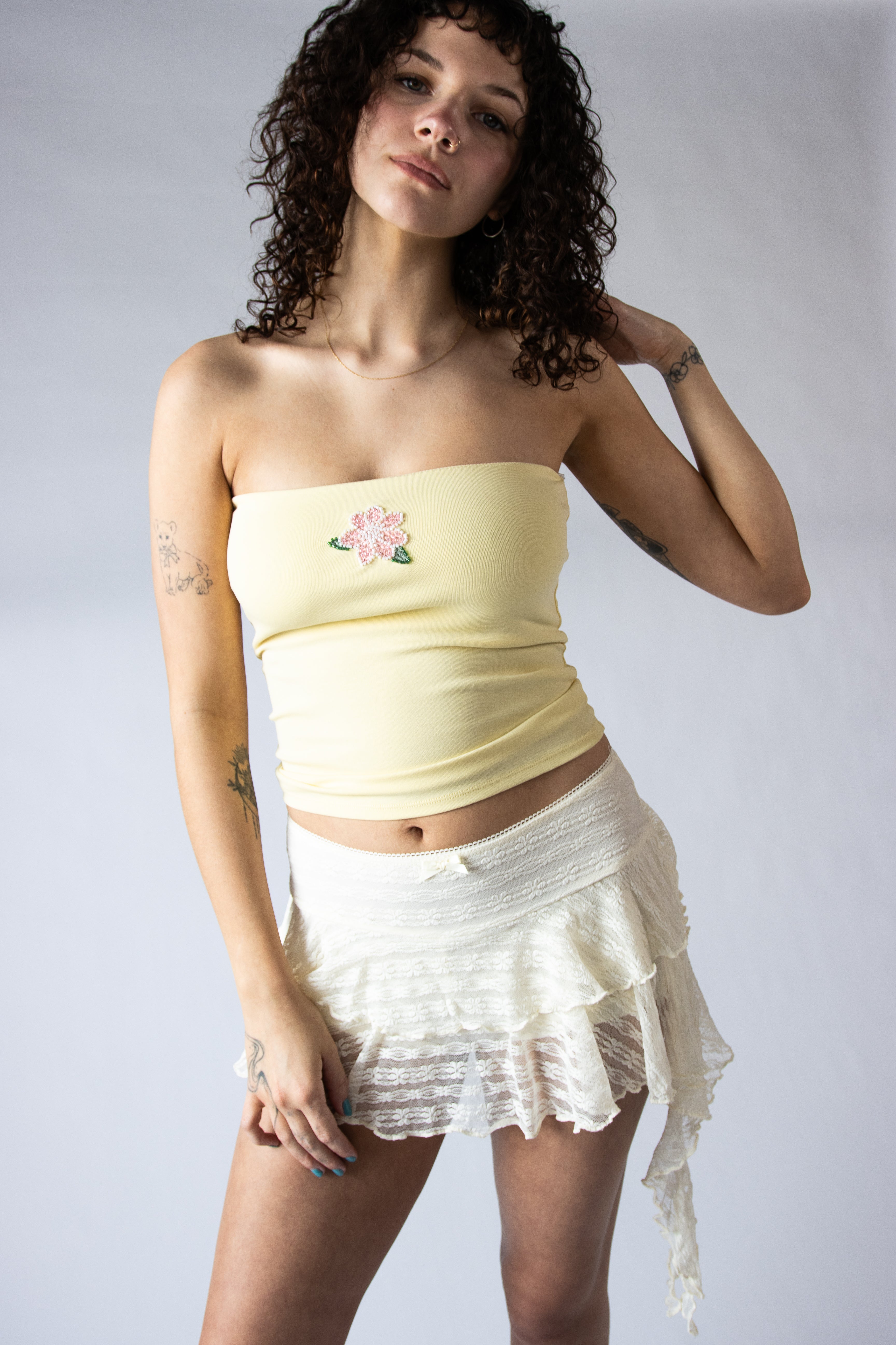 Asymmetrical Lace Ruffle Skort