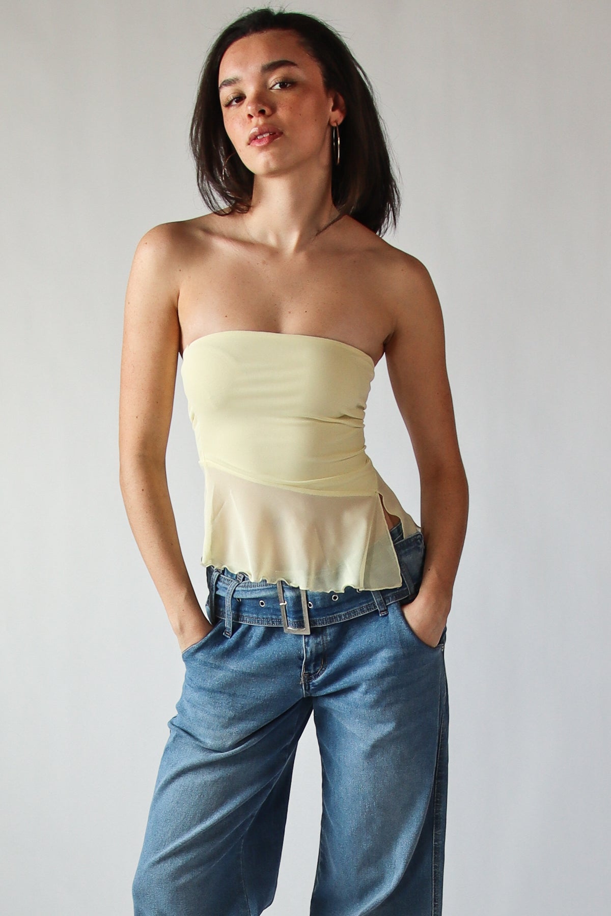 Asymmetrical Split Bottom Tube Top