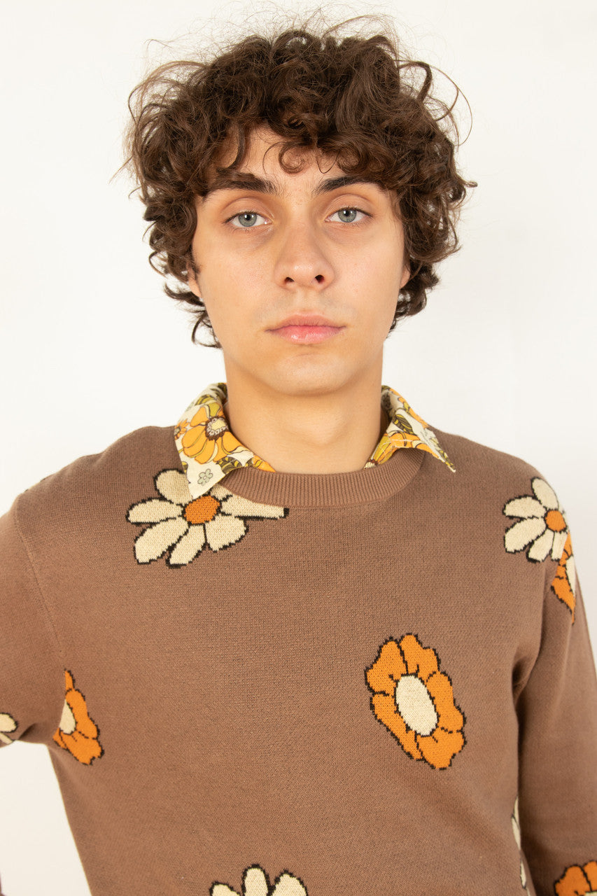Mocha Floral Sweater