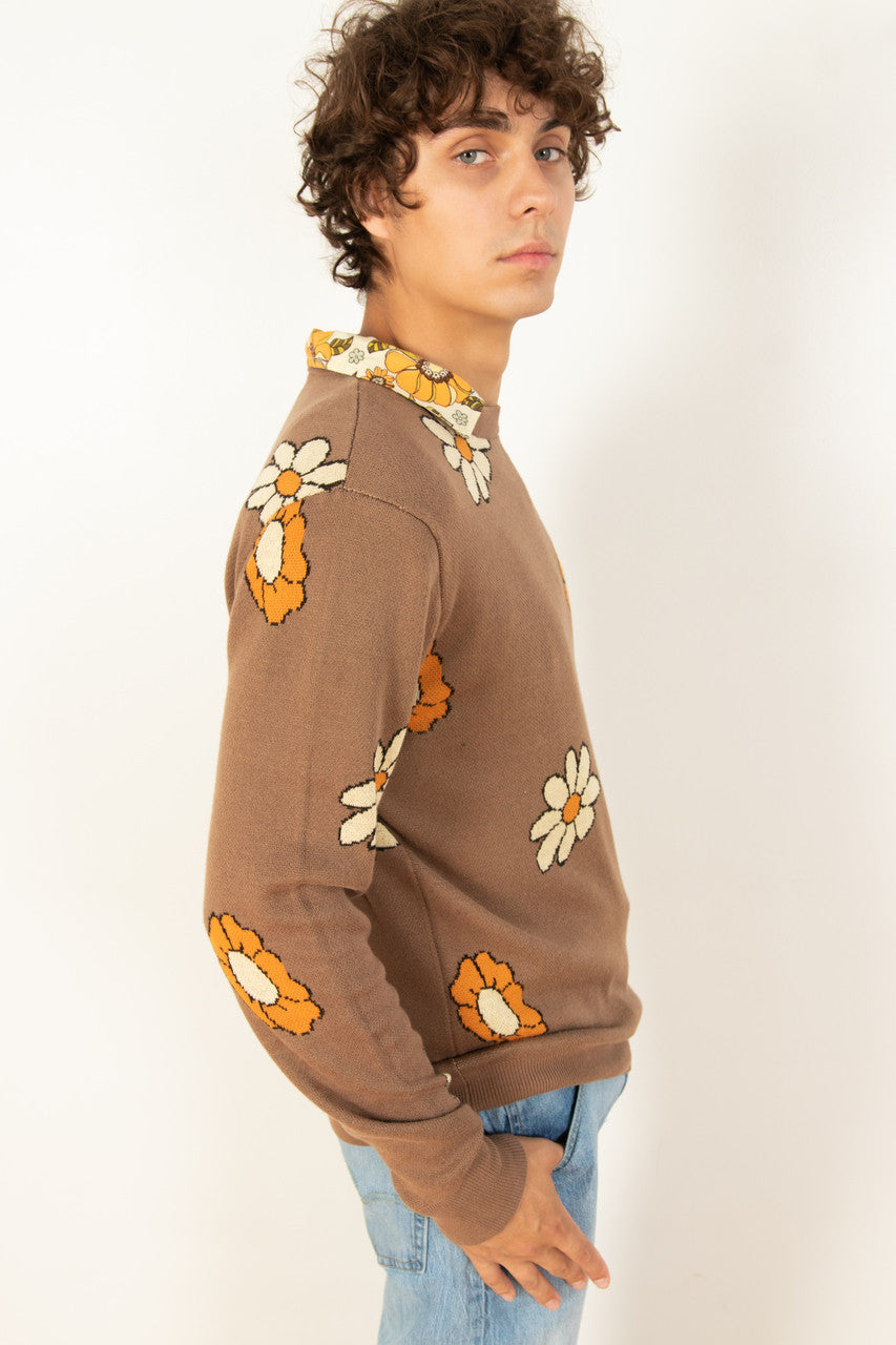 Mocha Floral Sweater