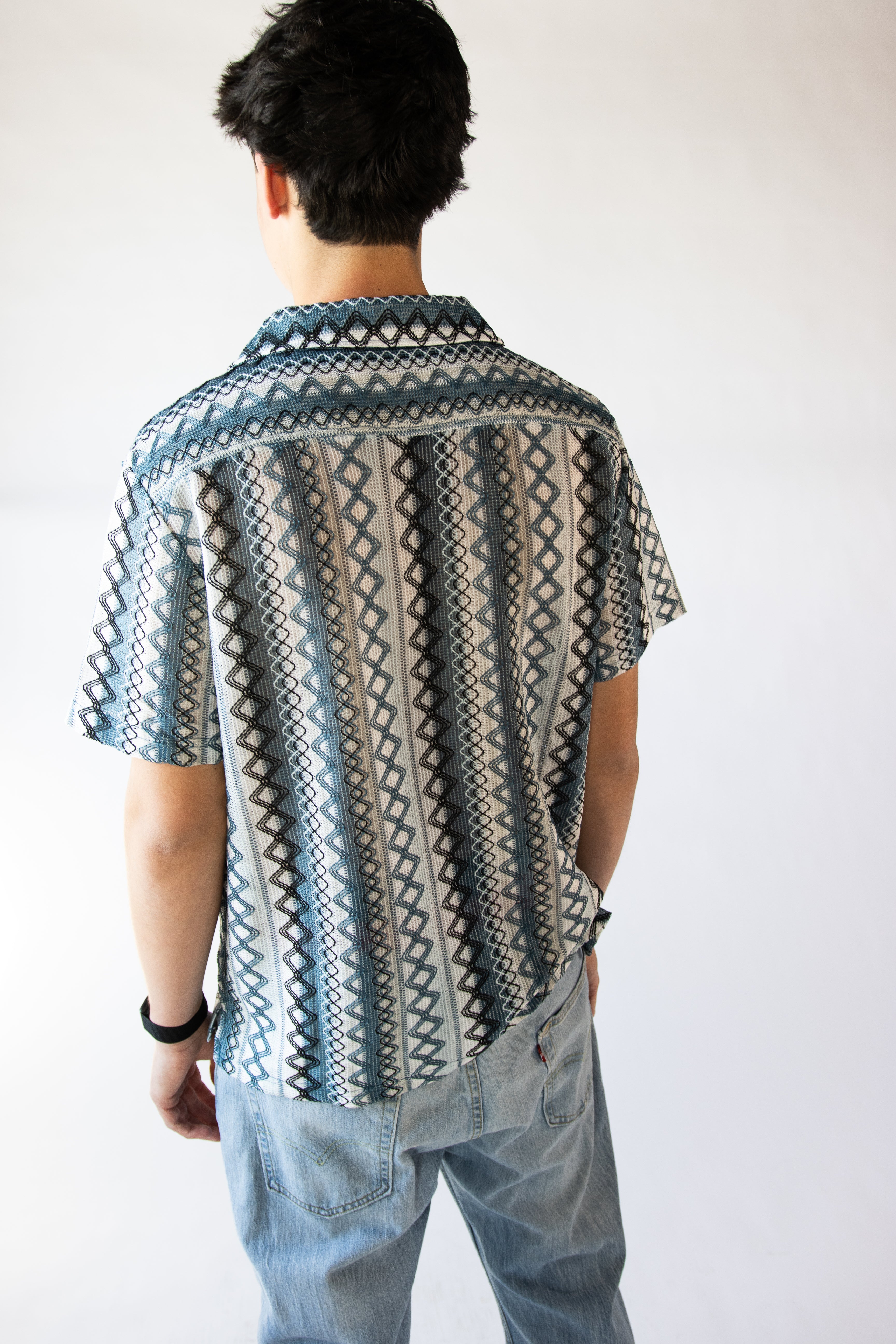 Zig Zag Woven Button Up Shirt