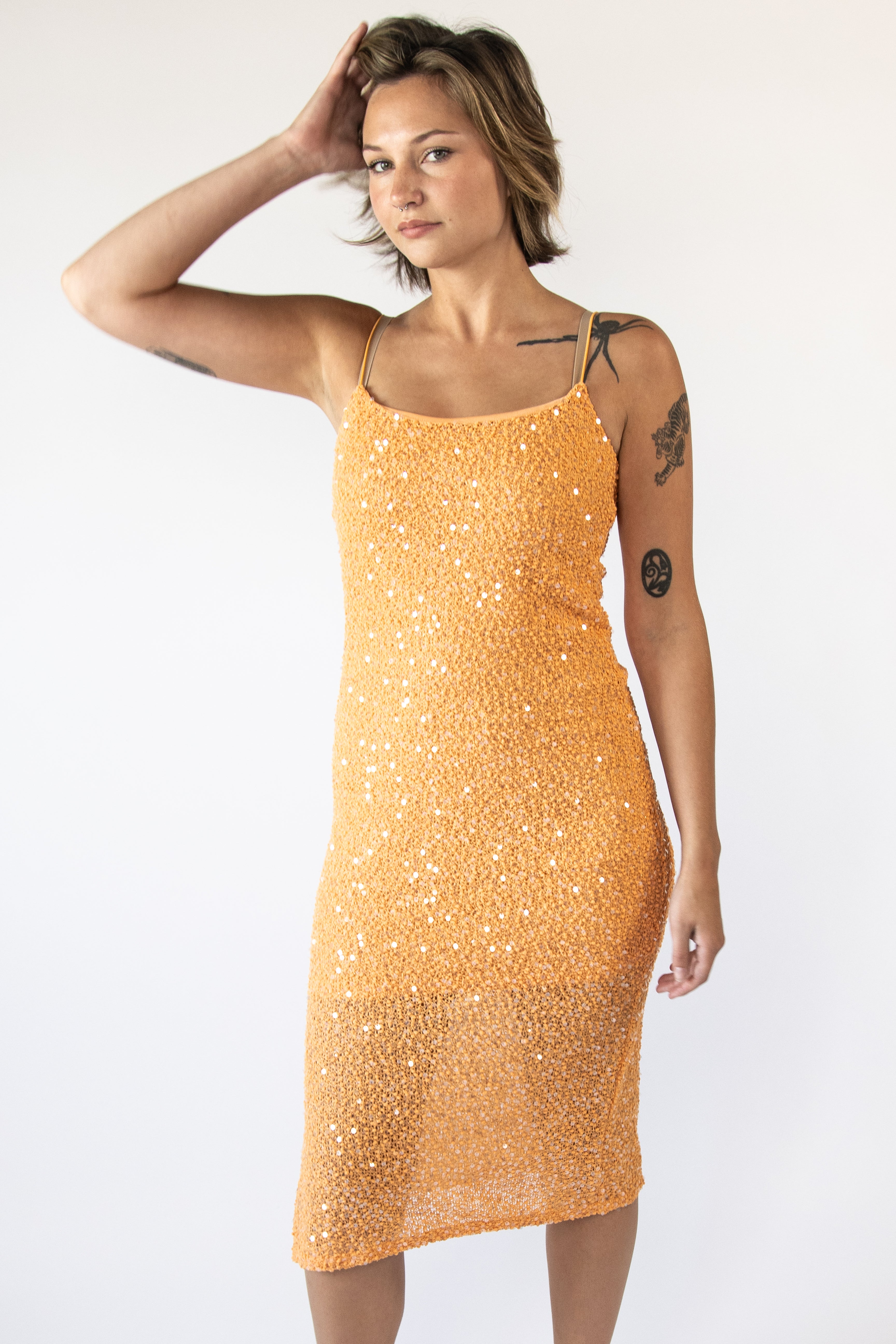 Sequin Boucle Cami Midi Dress