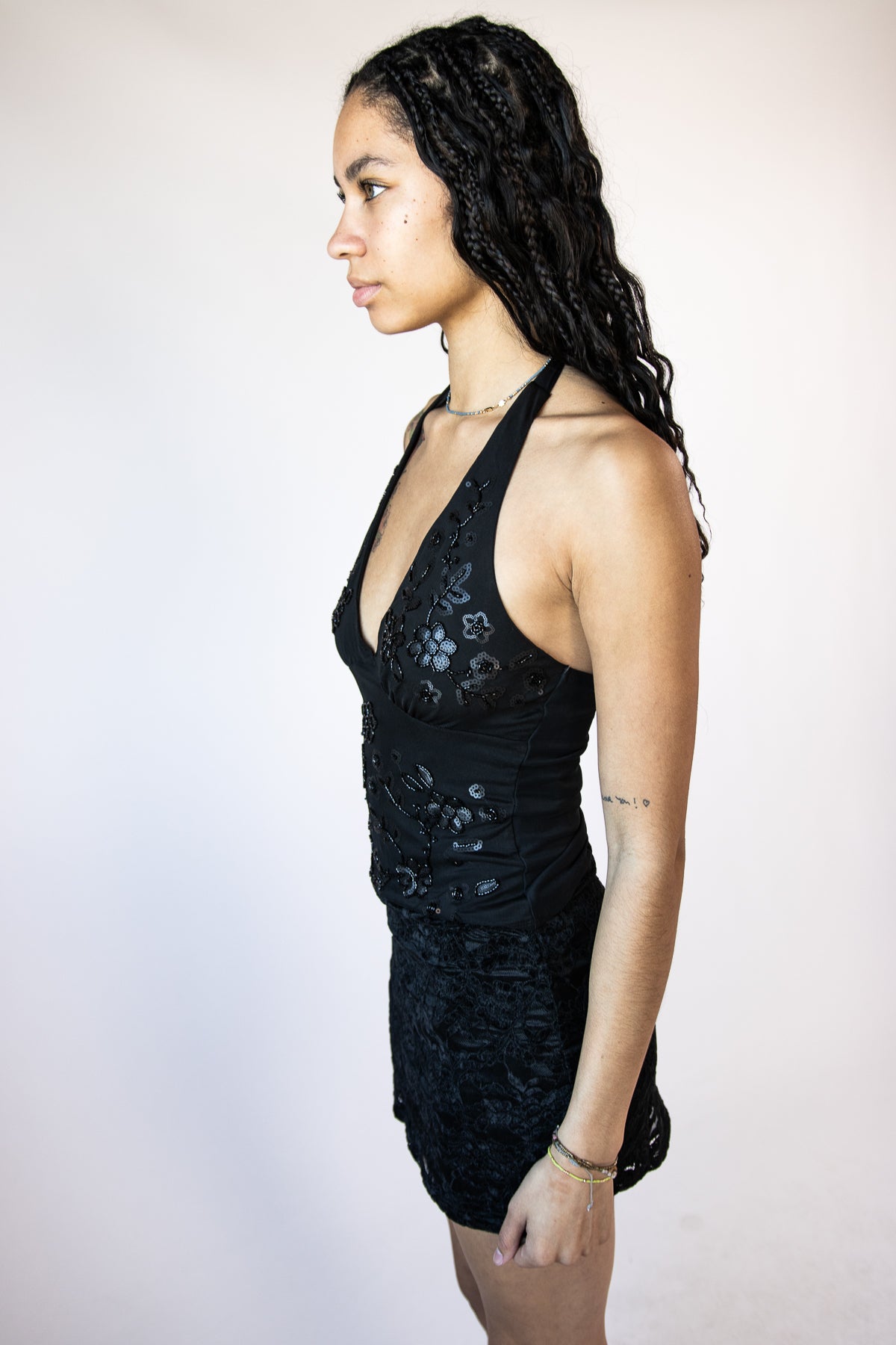 Beaded Mesh Halter Tank