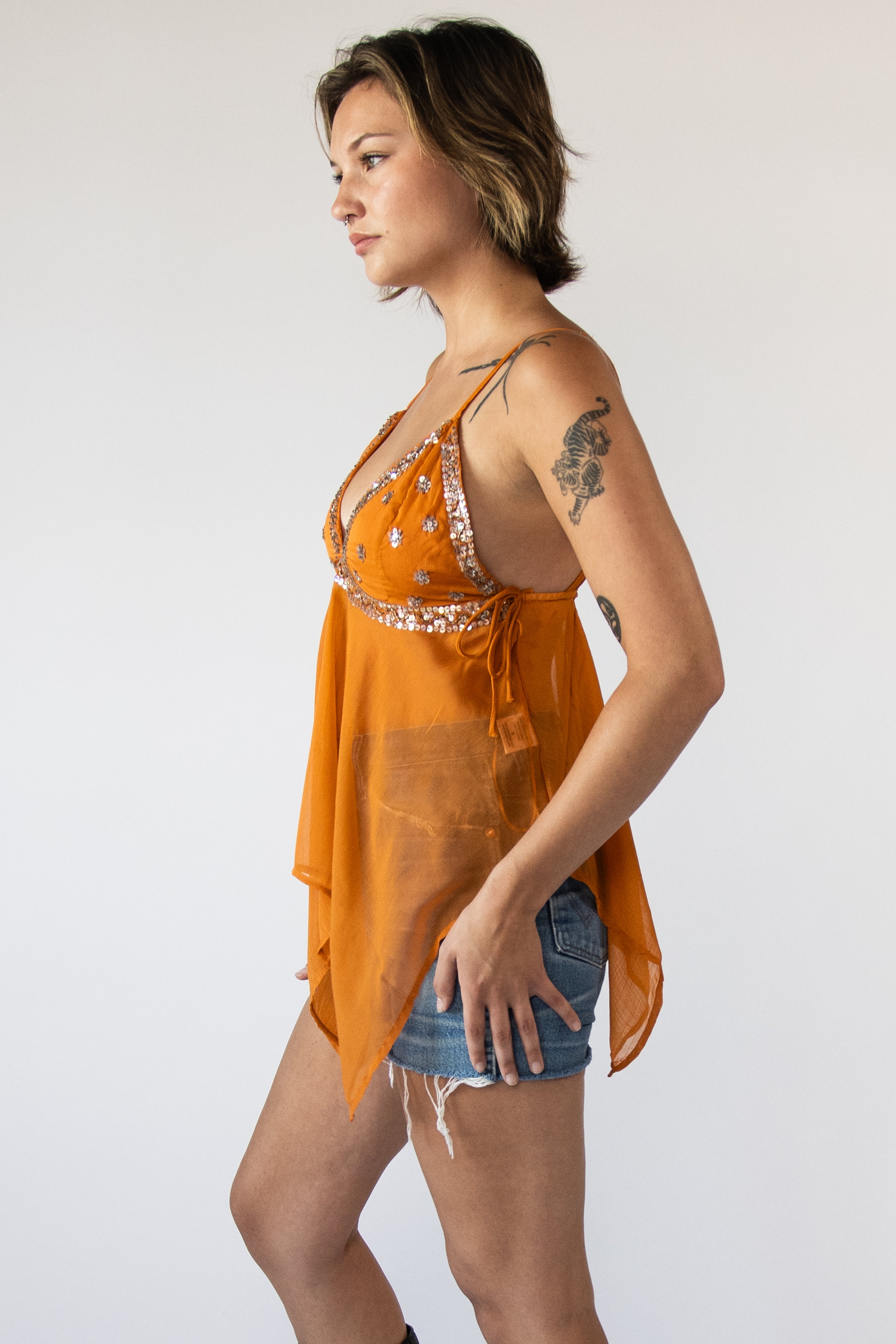 Beaded Sequin Scarf Top