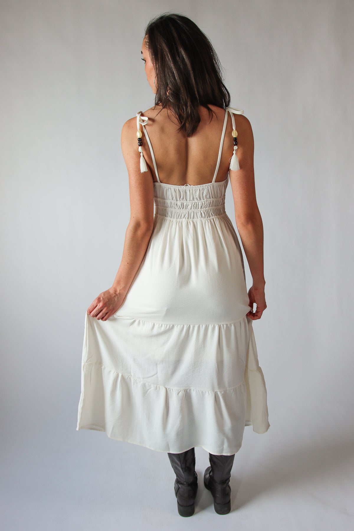 Beaded Tie Straps Maxi Dress