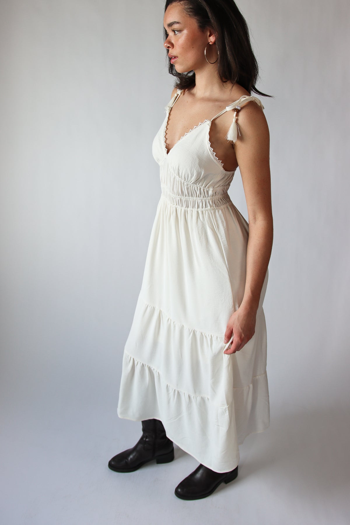 Beaded Tie Straps Maxi Dress