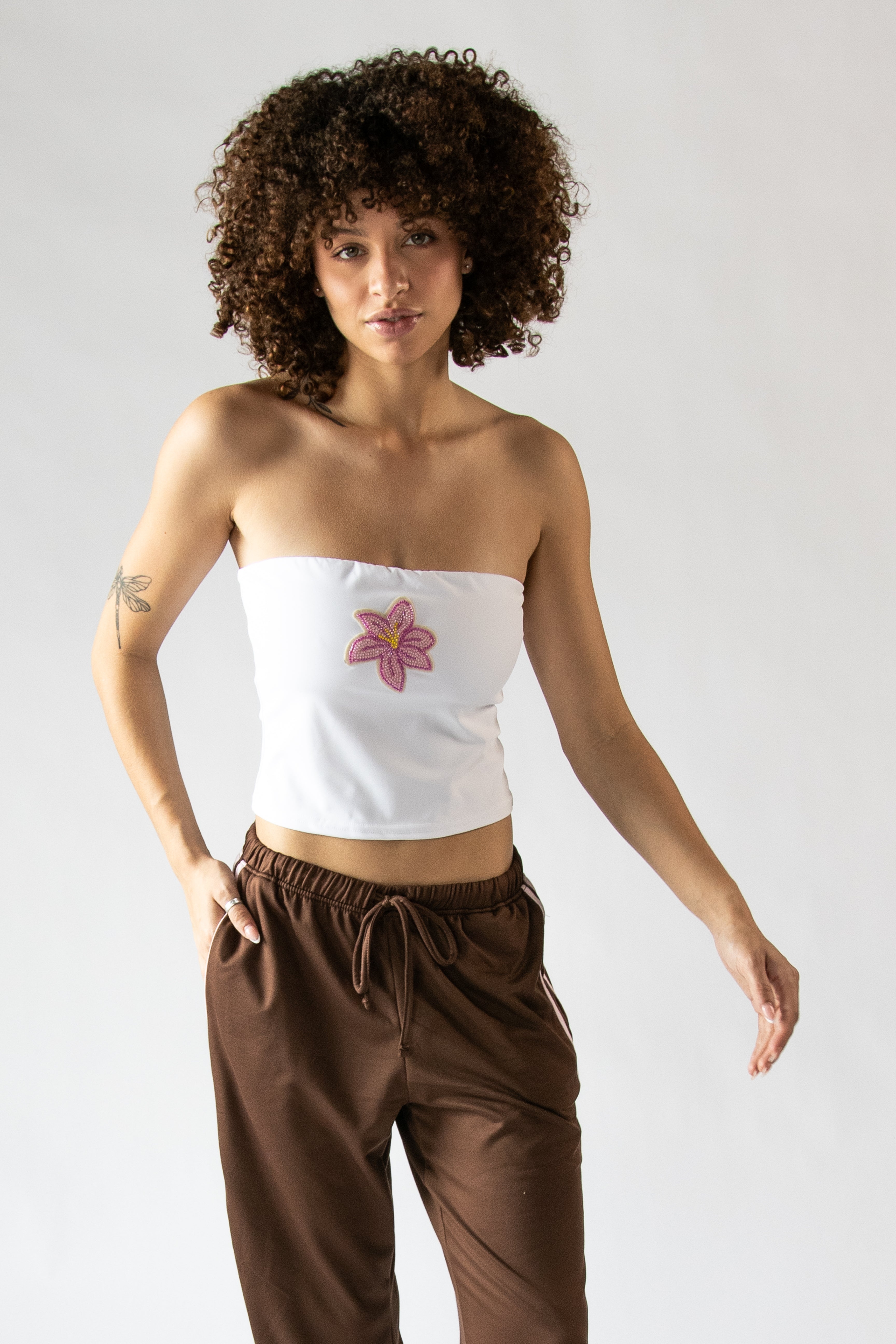 Beaded Patch Tube Top