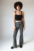 Belted Flare Black Acid Wash