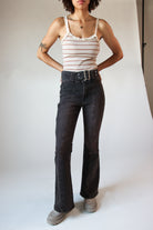 Belted Flare Brown Wash