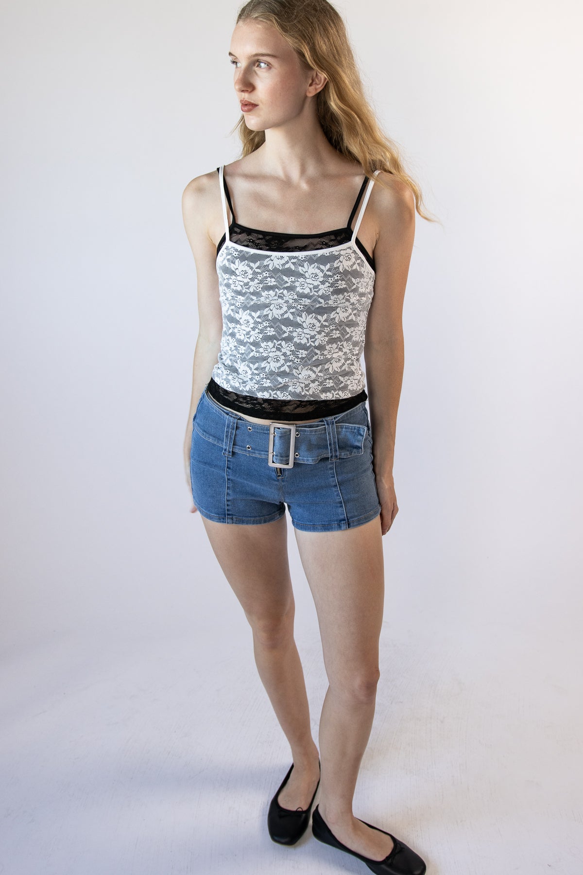 Mini Denim Shorts With Belt
