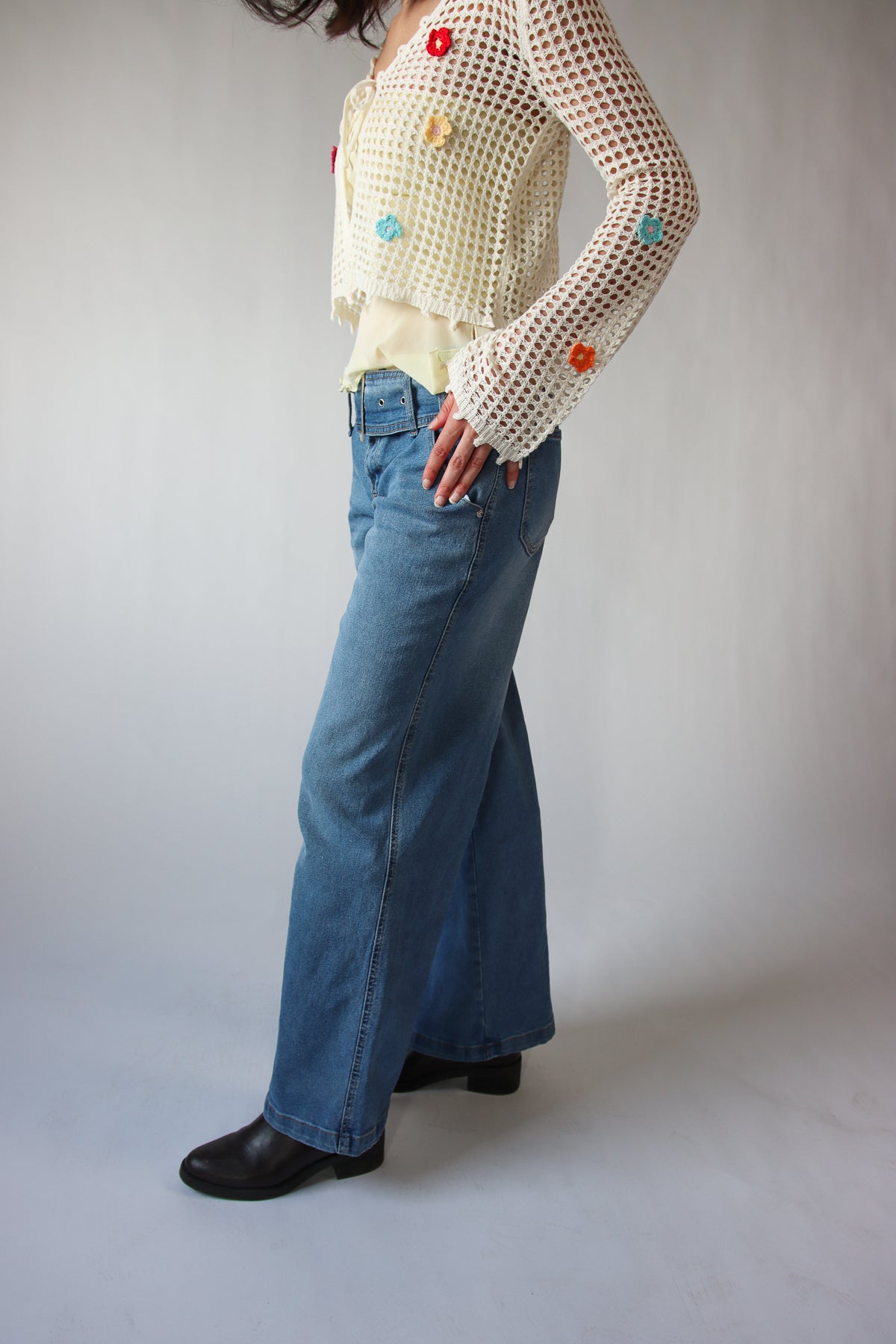 Belted Wide Leg Jeans