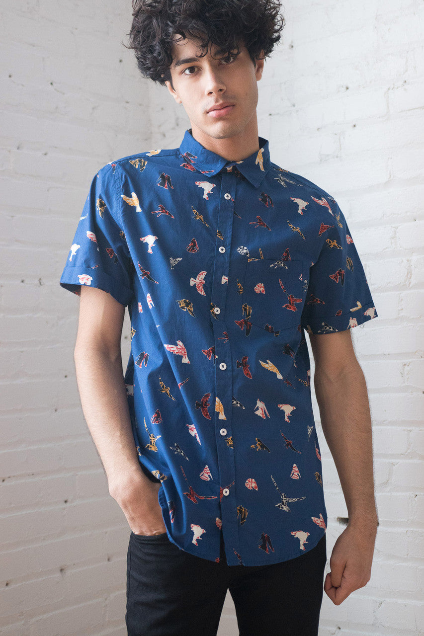 Birds of Prey Woven Button Up Shirt