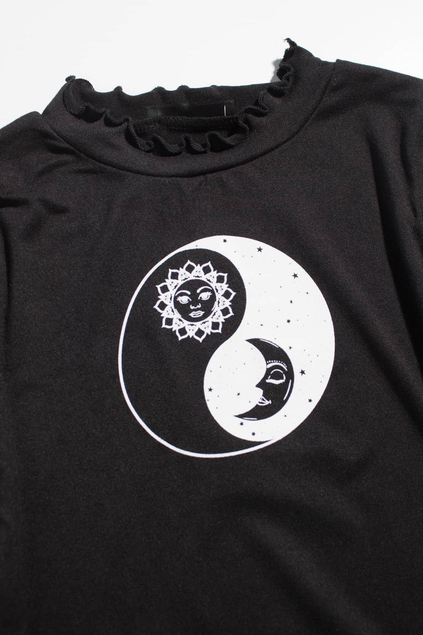 Black Celestial Yin Yang Long Sleeve Top