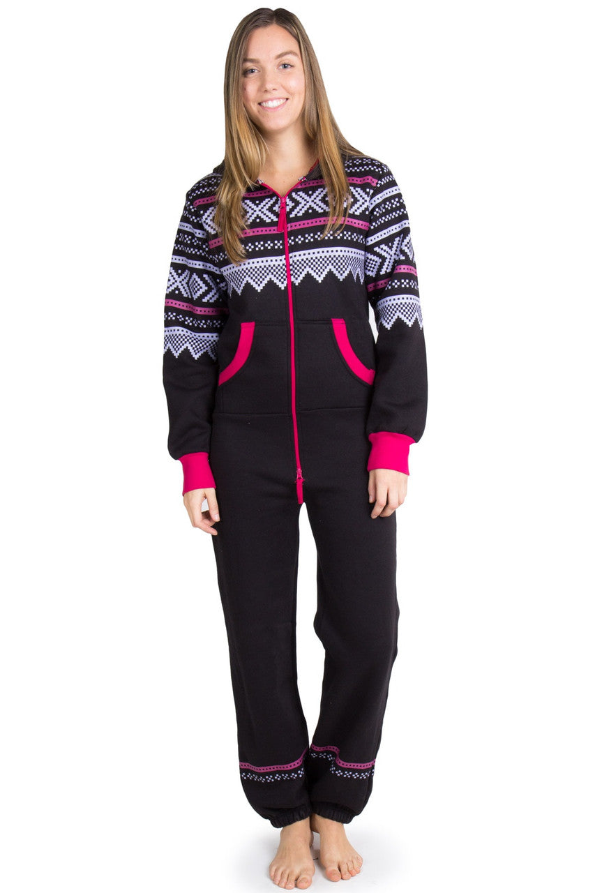 Black Fair Isle Onesie Pajamas