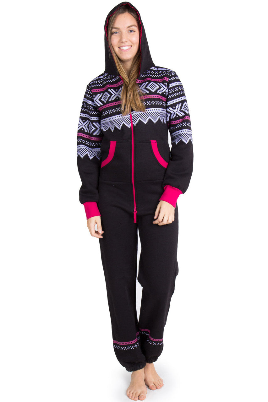 Black Fair Isle Onesie Pajamas