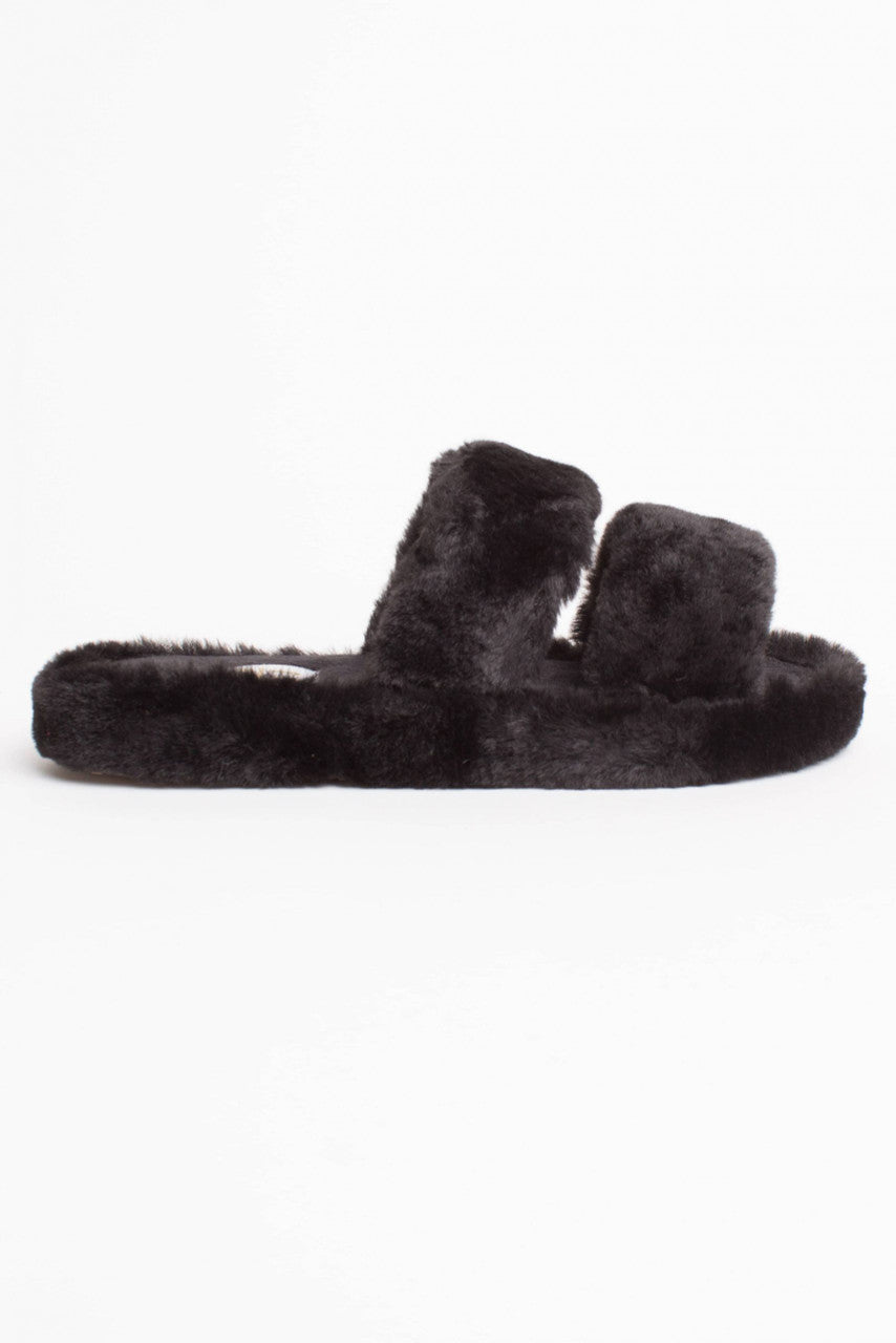 Black Fuzzy Slides