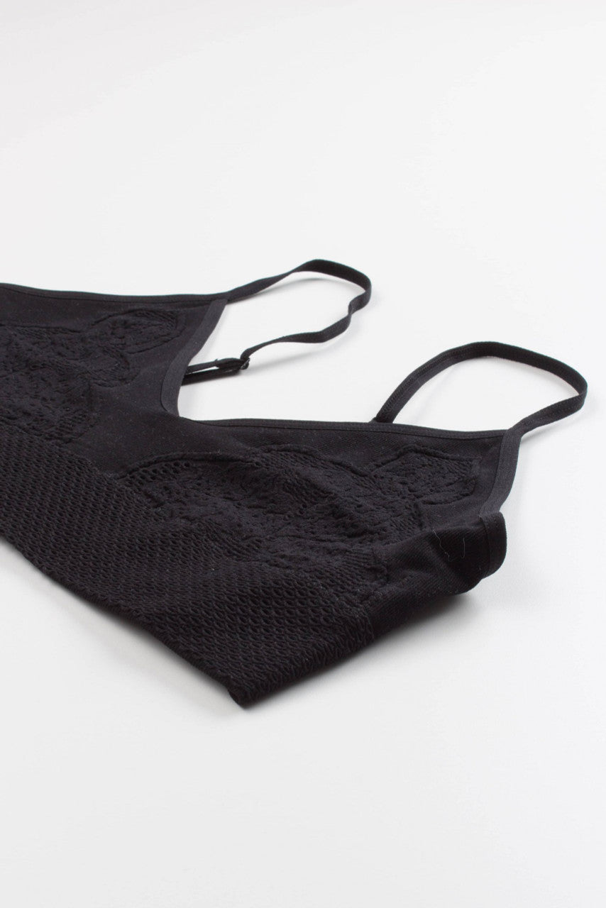 Black Seamless Floral Net Bralette