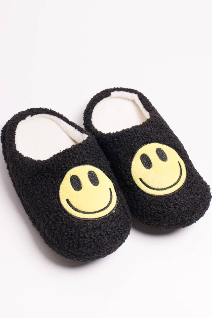 Black Smiley Face Slippers