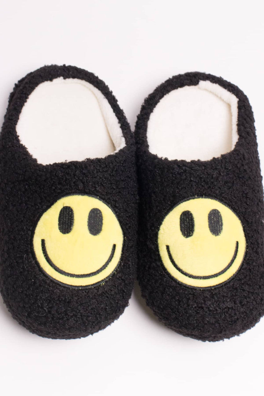 Black Smiley Face Slippers
