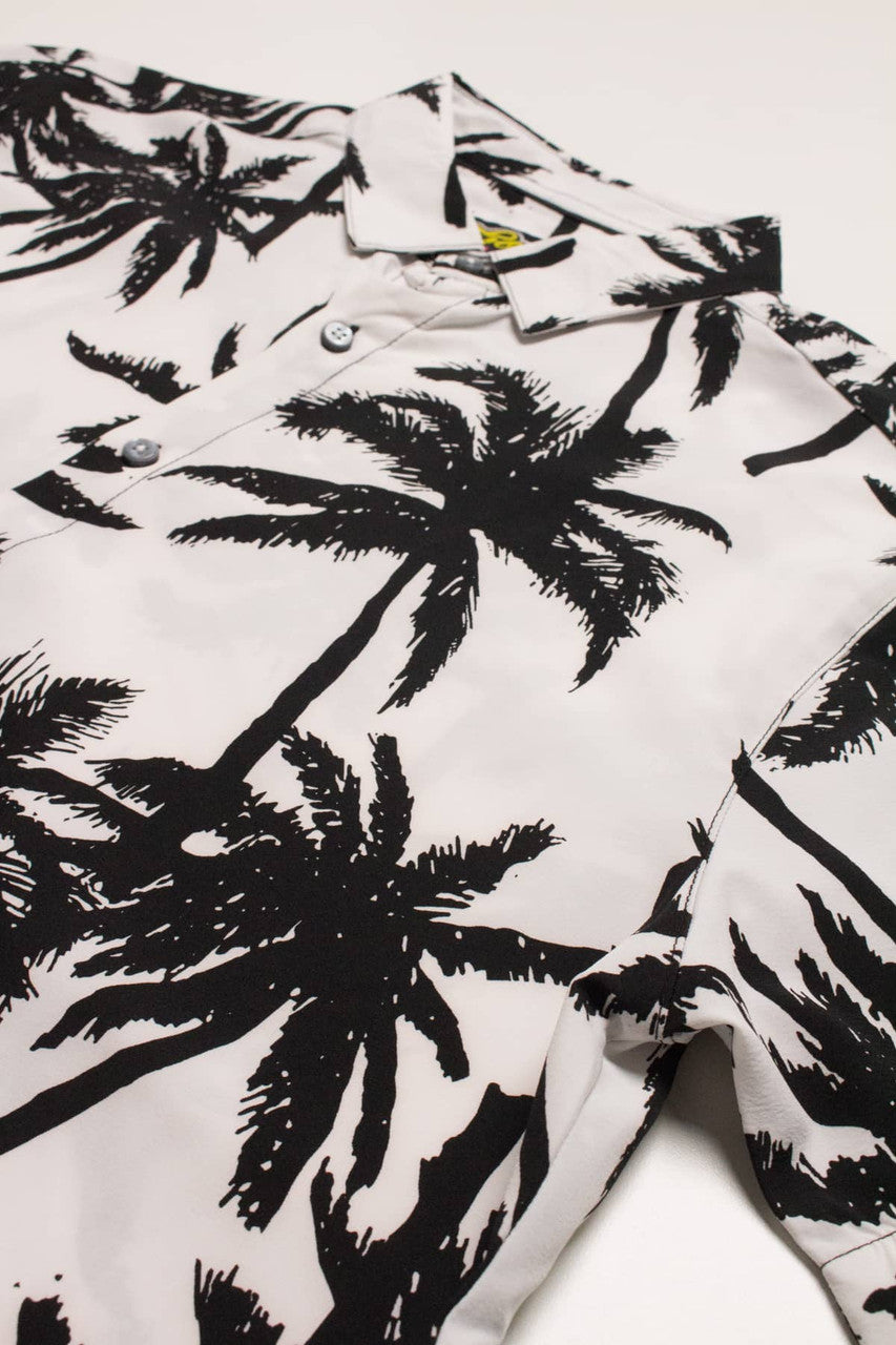 Black & White Palm Tree Silhouette Button Up Shirt