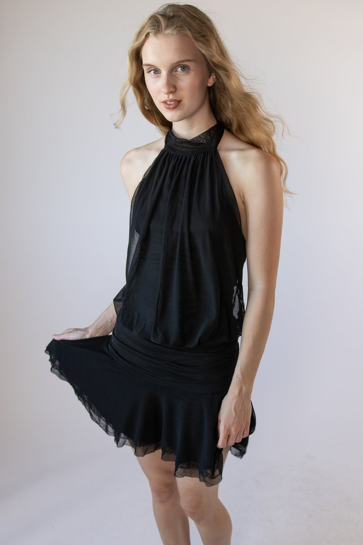 Halter Mock Low Waist Mini Dress