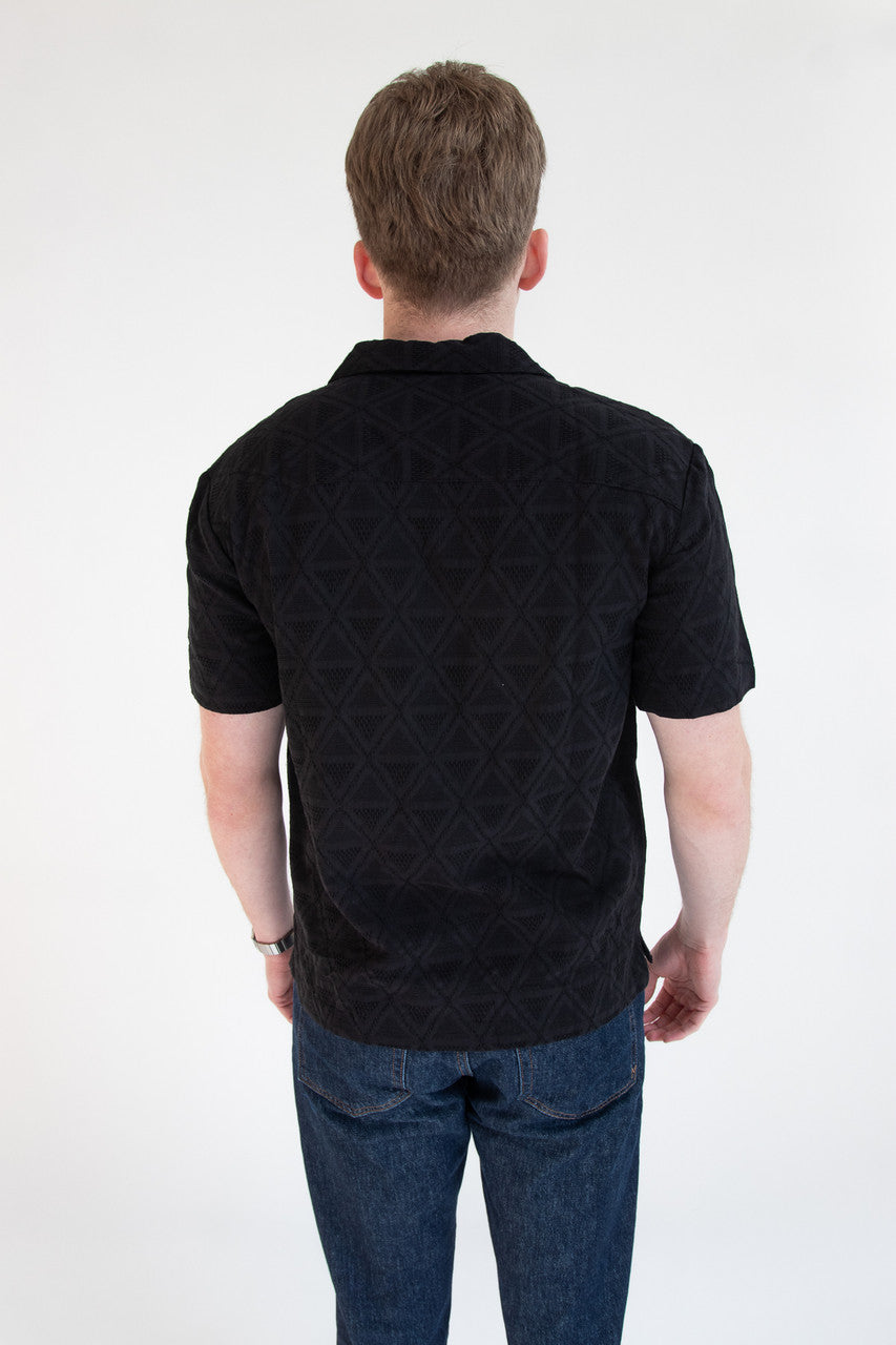 Textured Diamond Embroidery Button Up Shirt