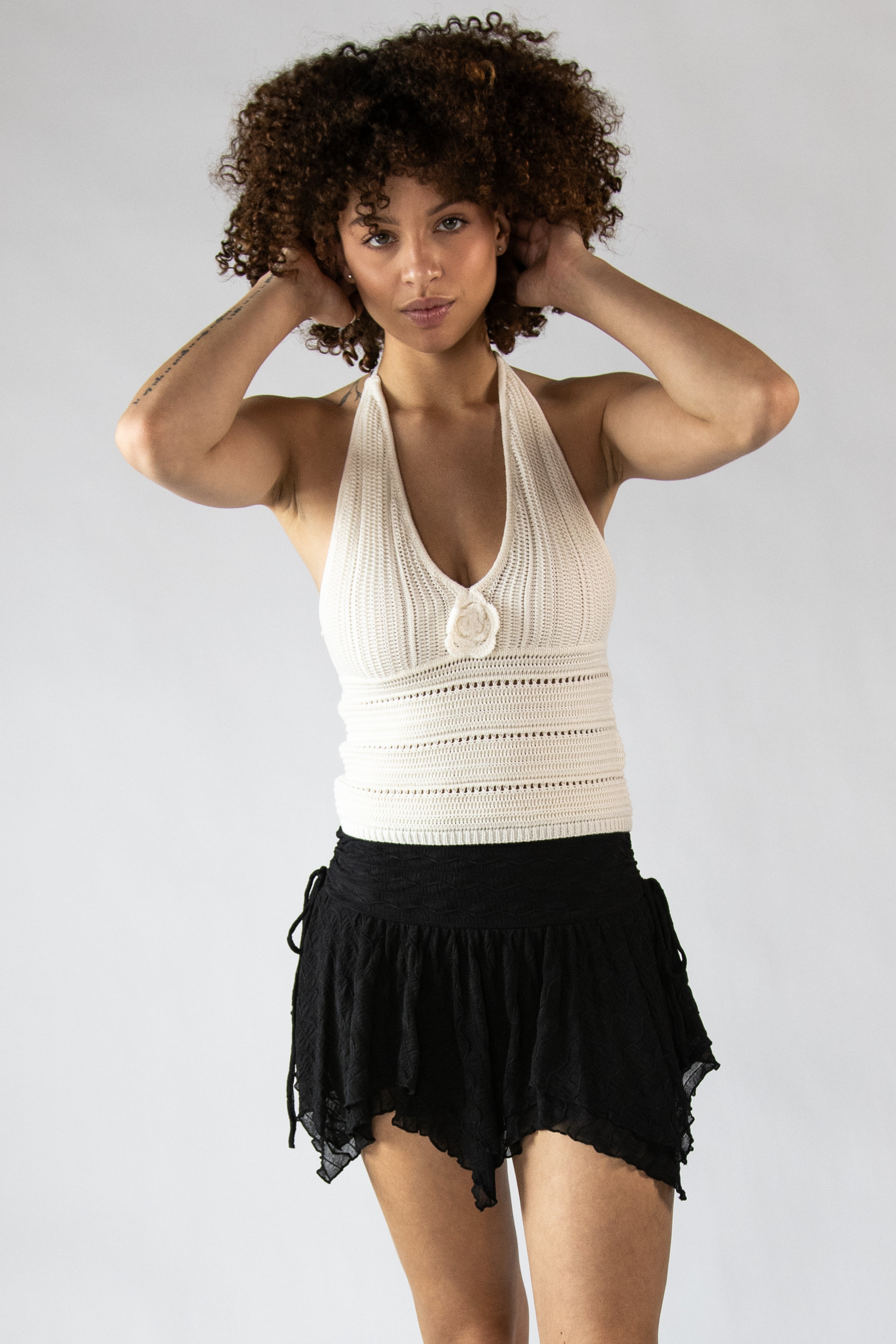 Hanky Hem Layered Mesh Mini Skort