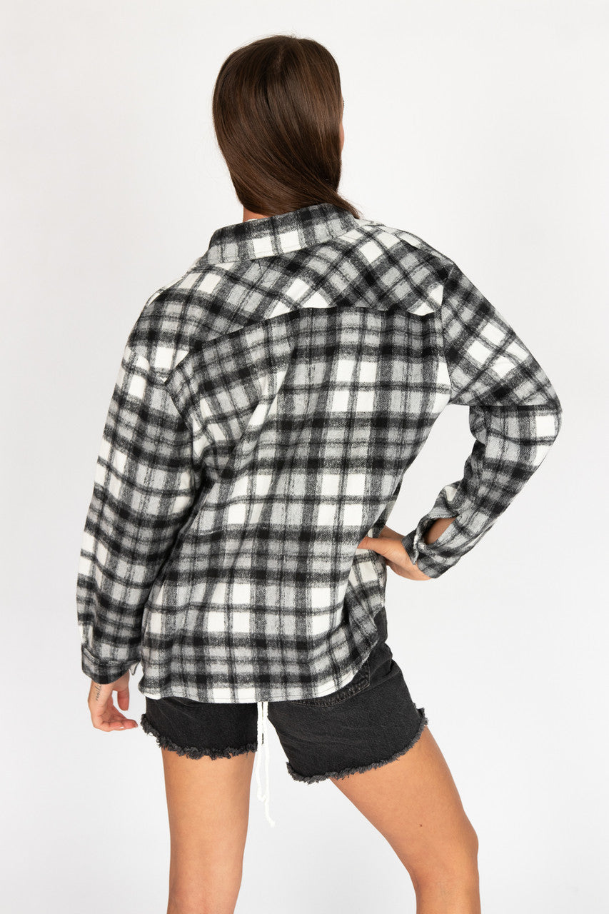 Black & Ivory Plaid Oversized Shacket