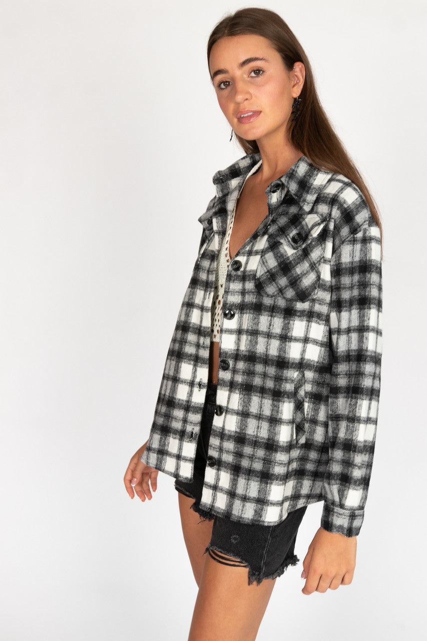 Black & Ivory Plaid Oversized Shacket