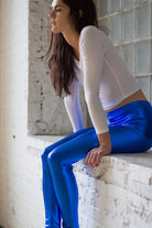 Blue Metallic Leggings