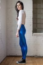 Blue Metallic Leggings