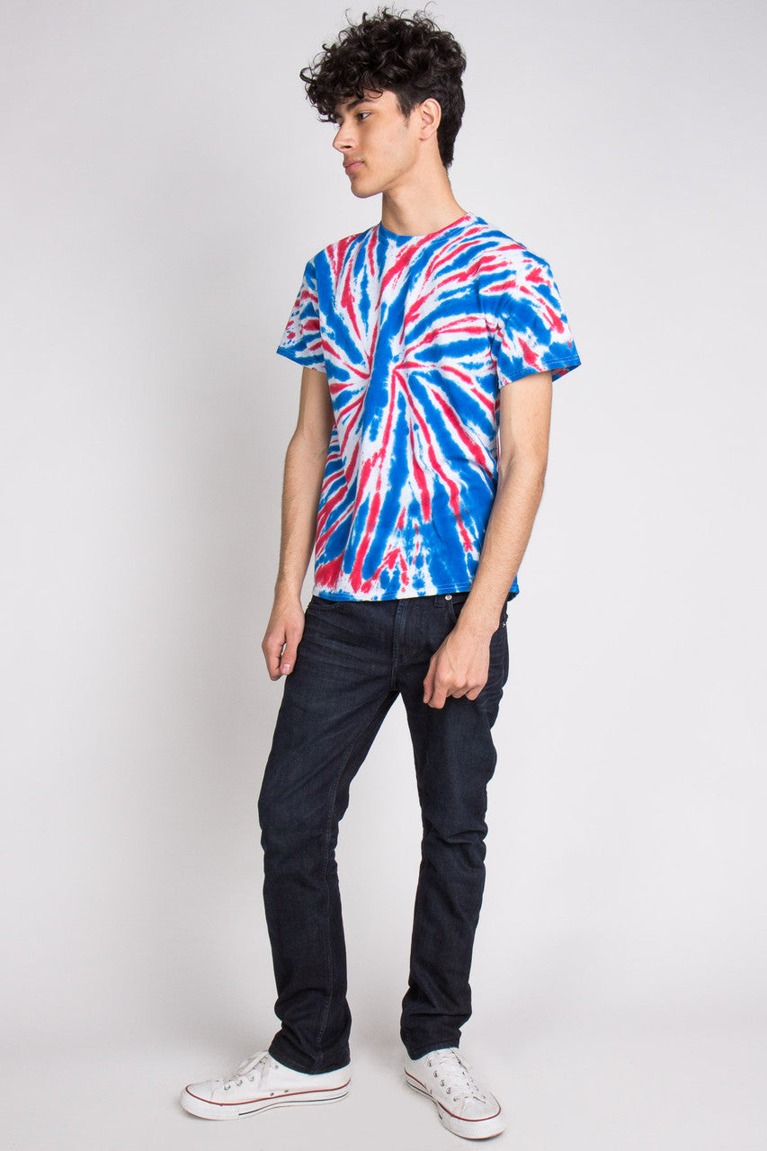 Red, White, & Blue Tie Dye Spiral Tee