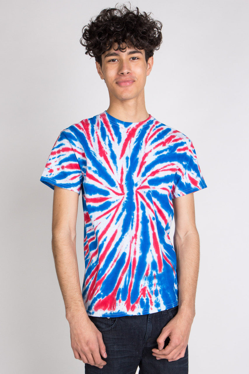 Red, White, & Blue Tie Dye Spiral Tee