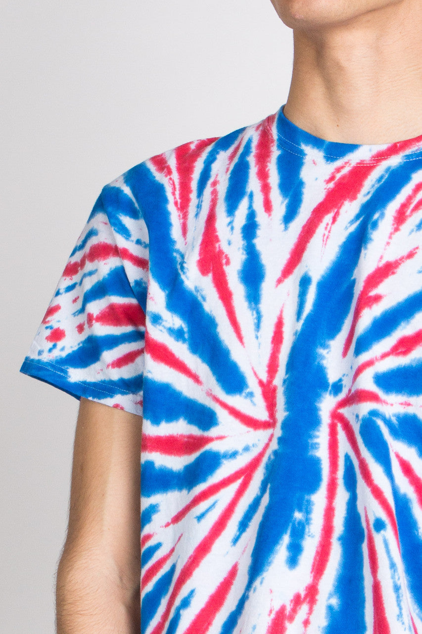Red, White, & Blue Tie Dye Spiral Tee