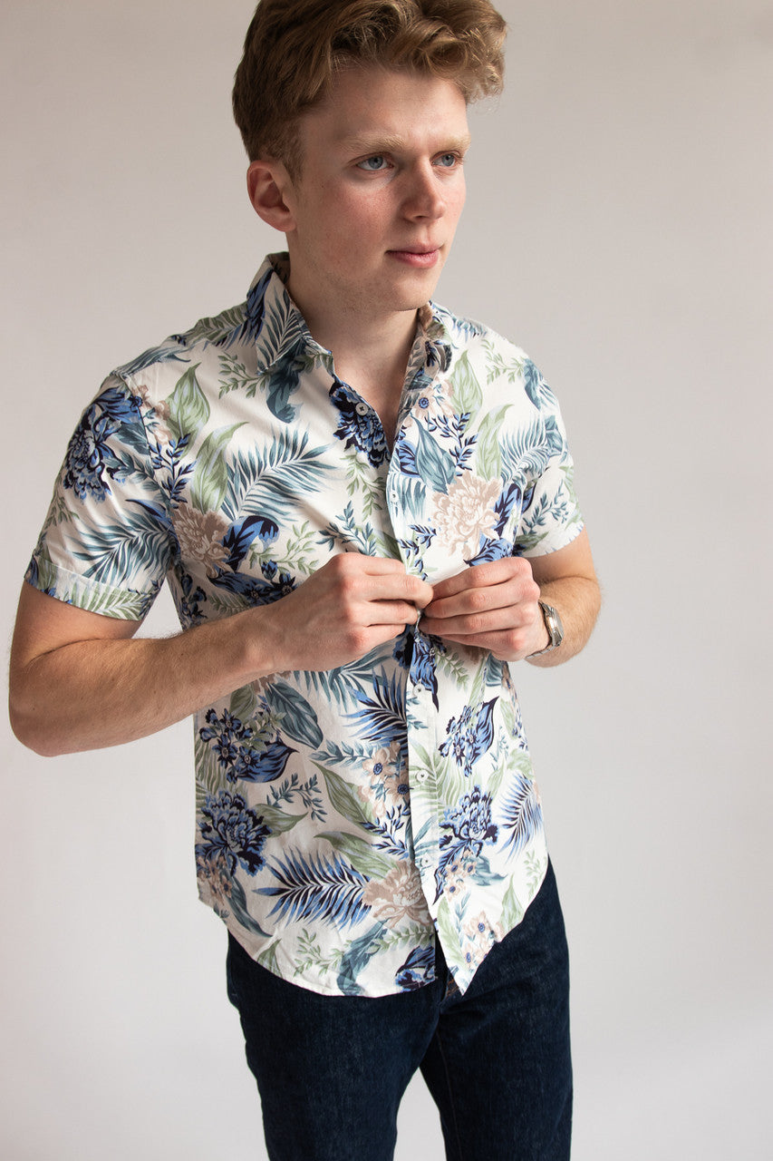 Muted Floral Palms Hawaiian Shirt