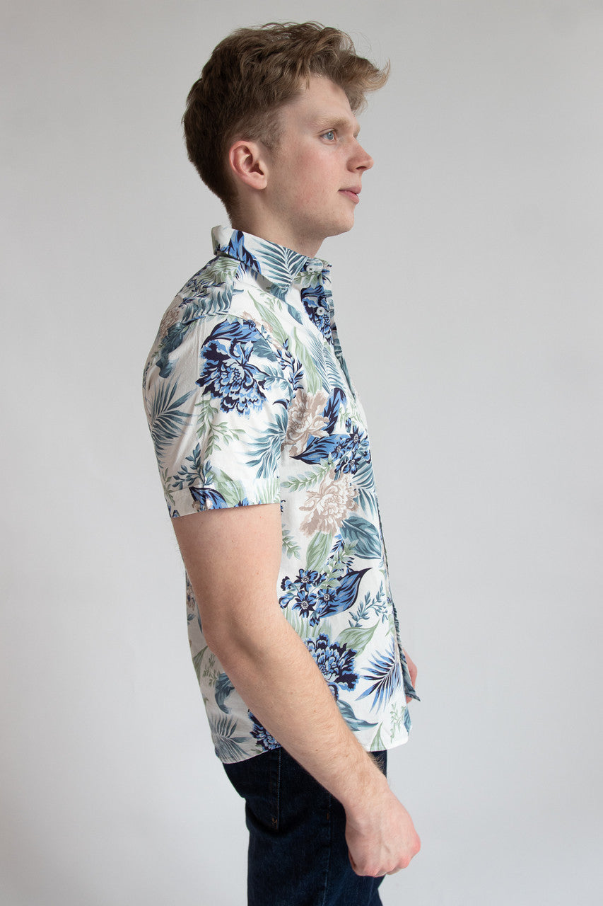Muted Floral Palms Hawaiian Shirt