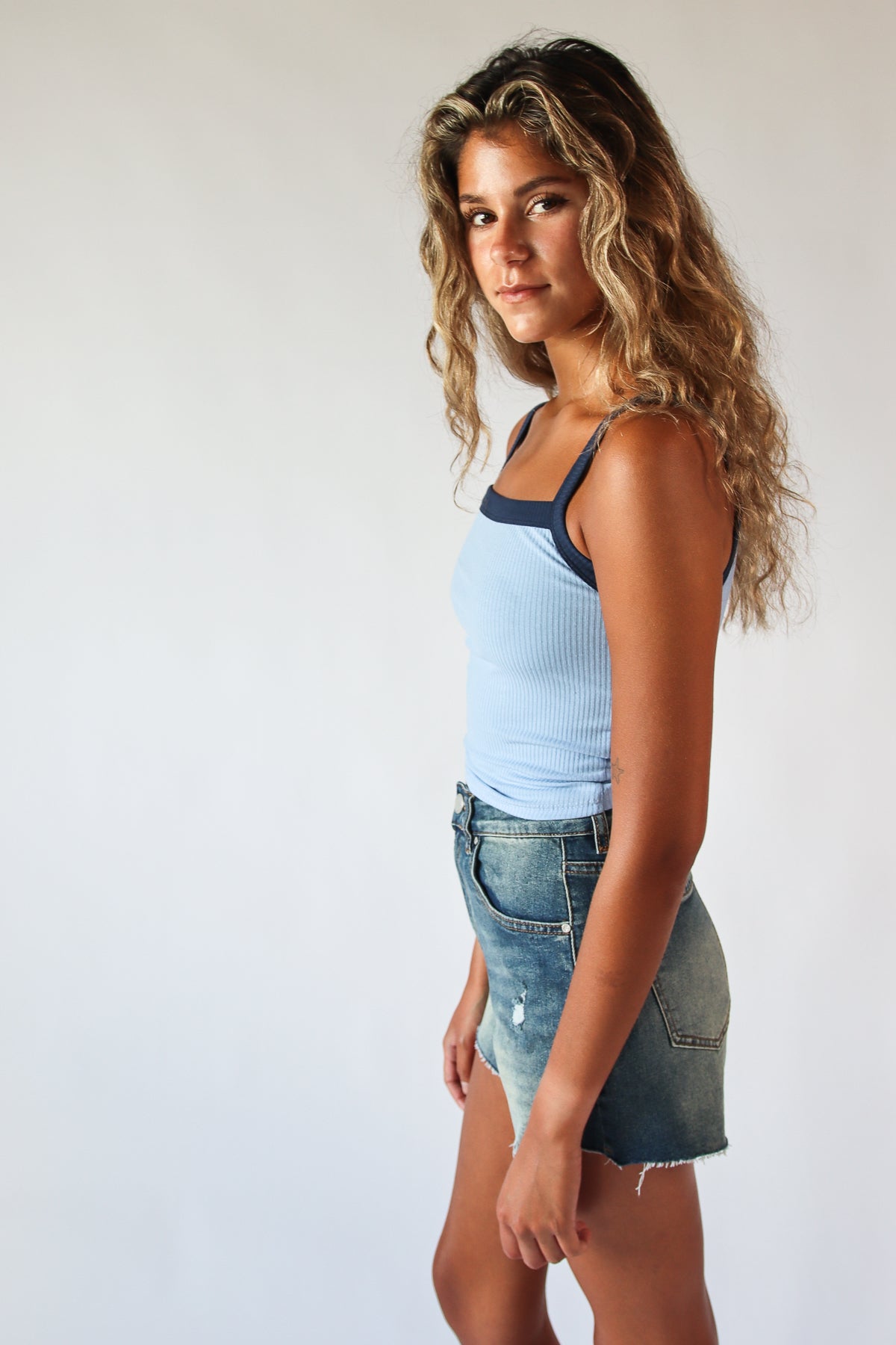 Square Neck Ringer Tank Top