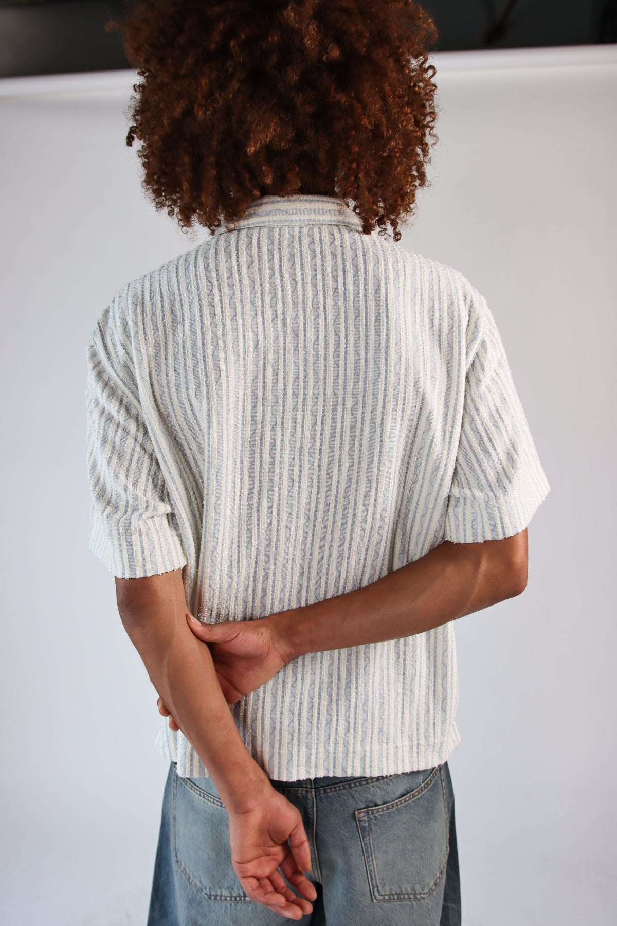 Boucle Stripe Textured Button Up Shirt