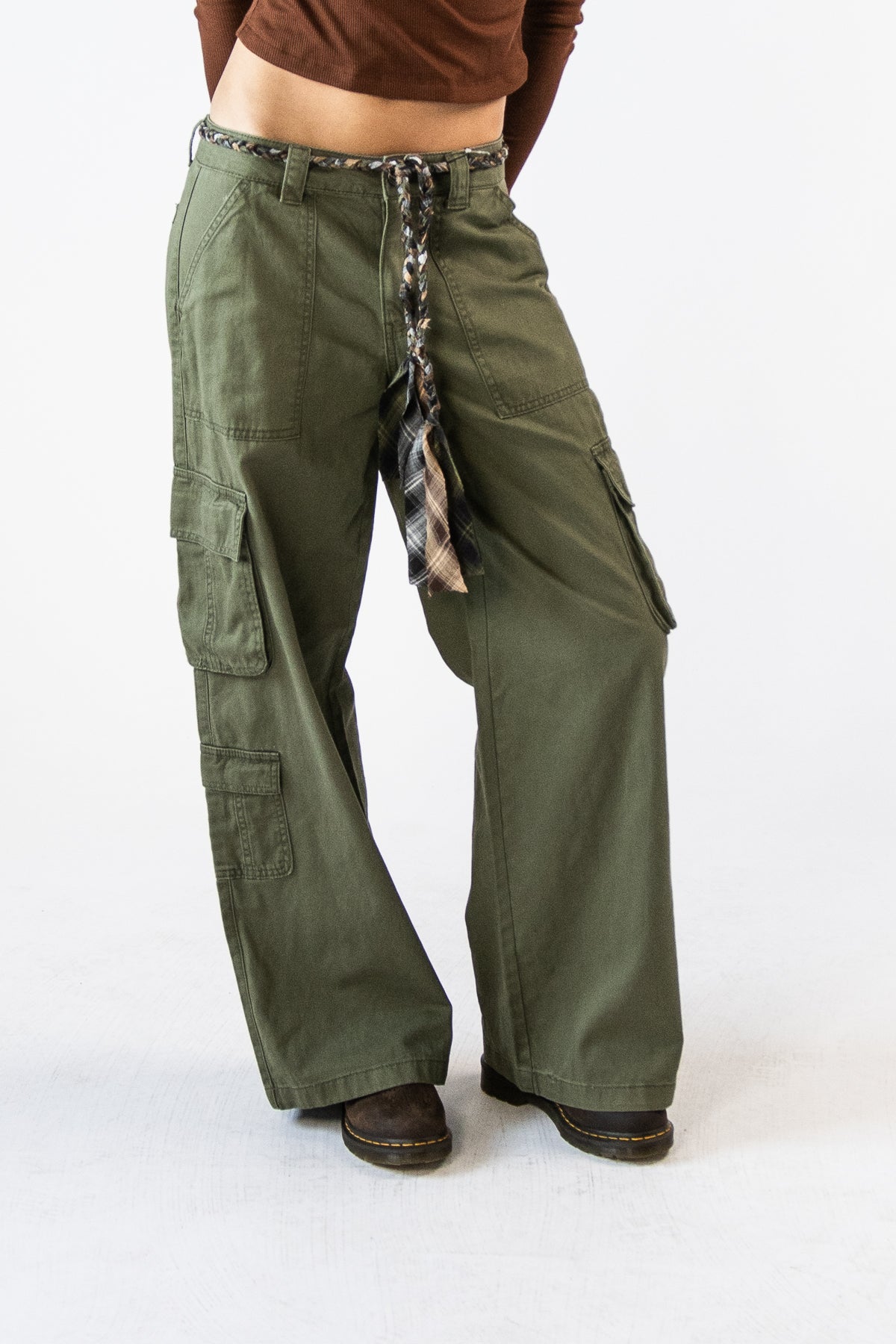 Braided Belt Baggy Cargo Pants