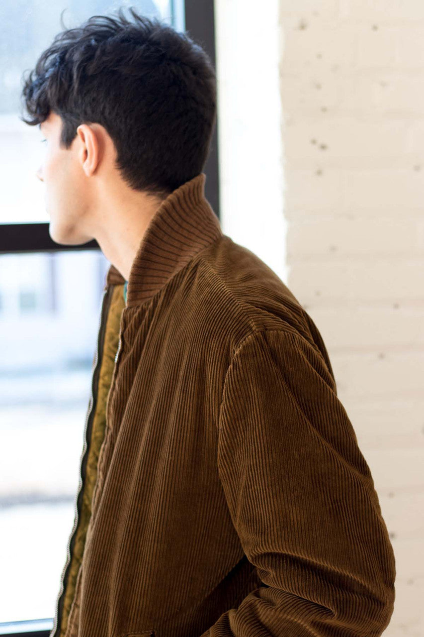 Brown Corduroy Bomber Jacket
