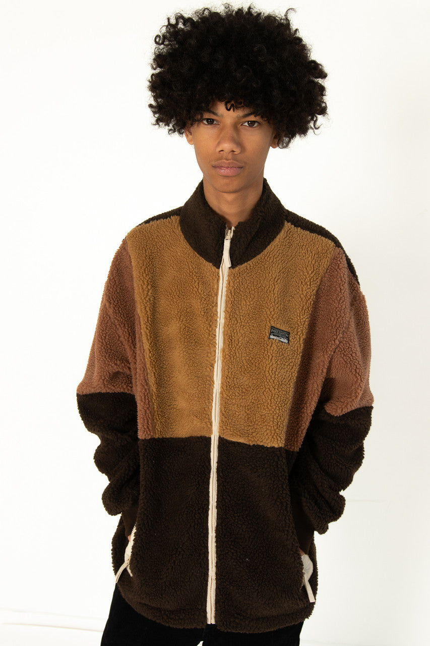 Zip Up Colorblock Sherpa Jacket