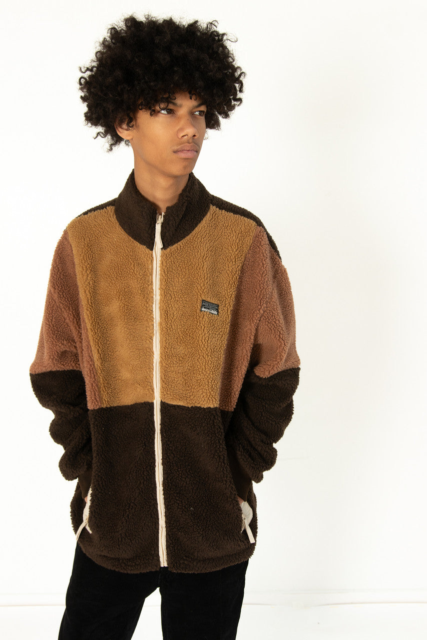 Zip Up Colorblock Sherpa Jacket